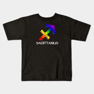 Sagittarius Zodiac Symbol in Rainbow Color Kids T-Shirt